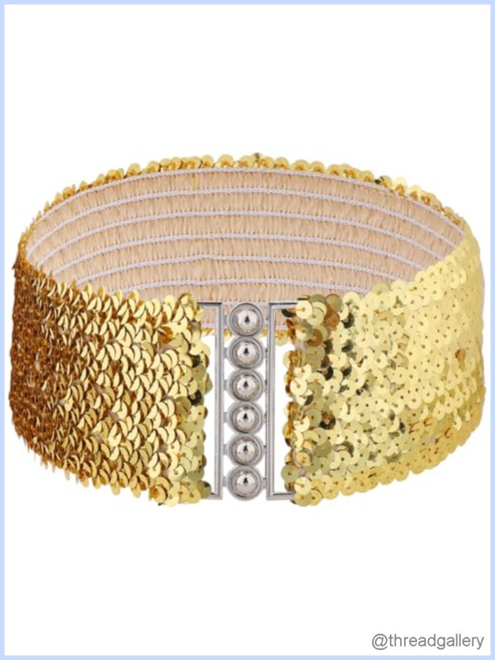Wide Sequin Elastic Glitter Corset Dance Belt for Women